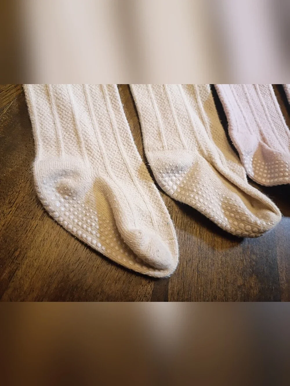 3 Pair Baby/Tod Cable Knit Grip Knee High Socks Cream Pink Gray Neutral 9-12M